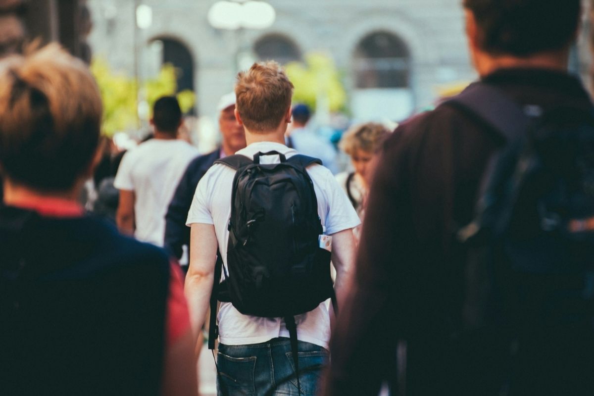Students walking on campus