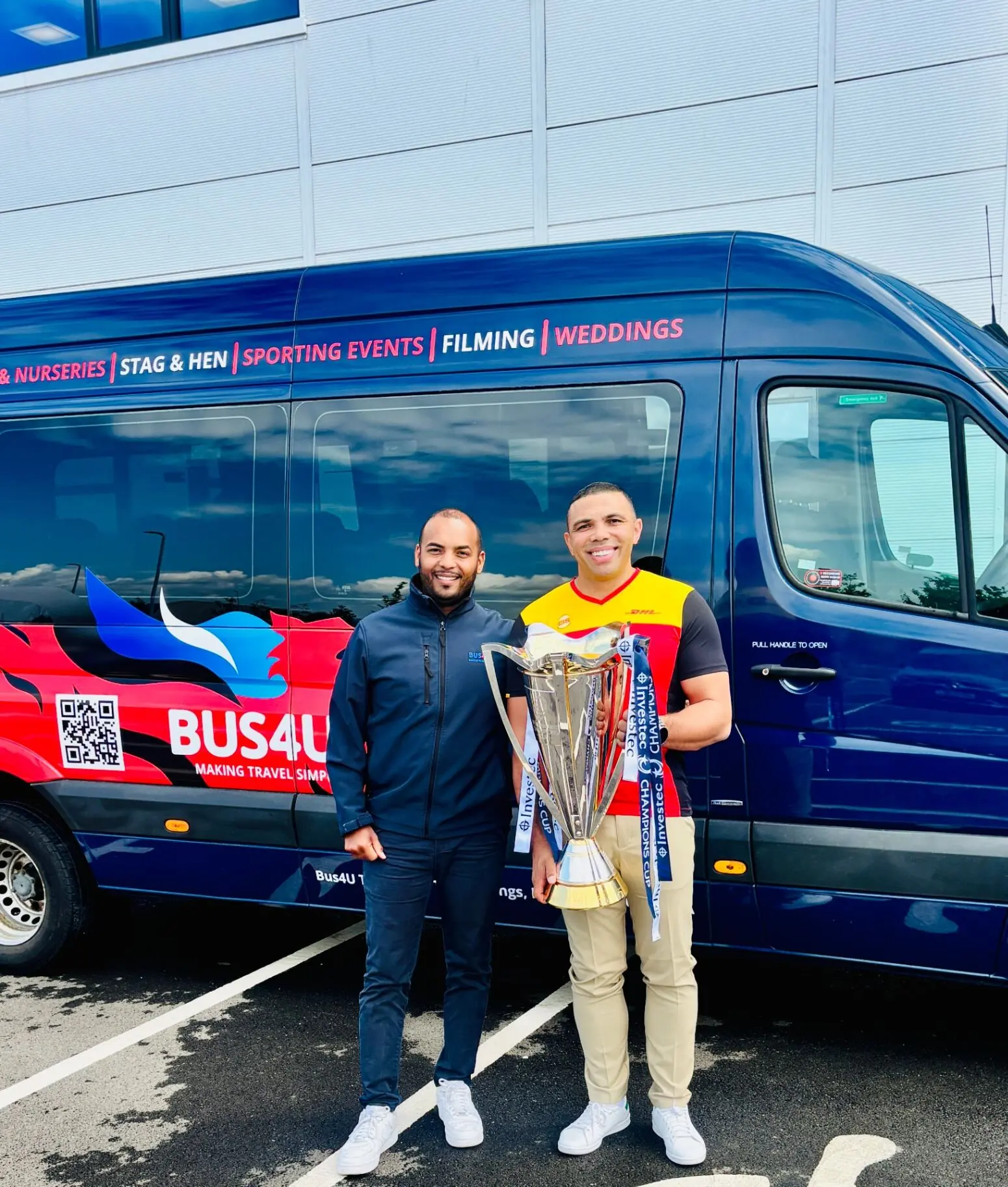 Bus4U Travel Drives Bryan Habana, DHL Team & Trophy Around Cardiff