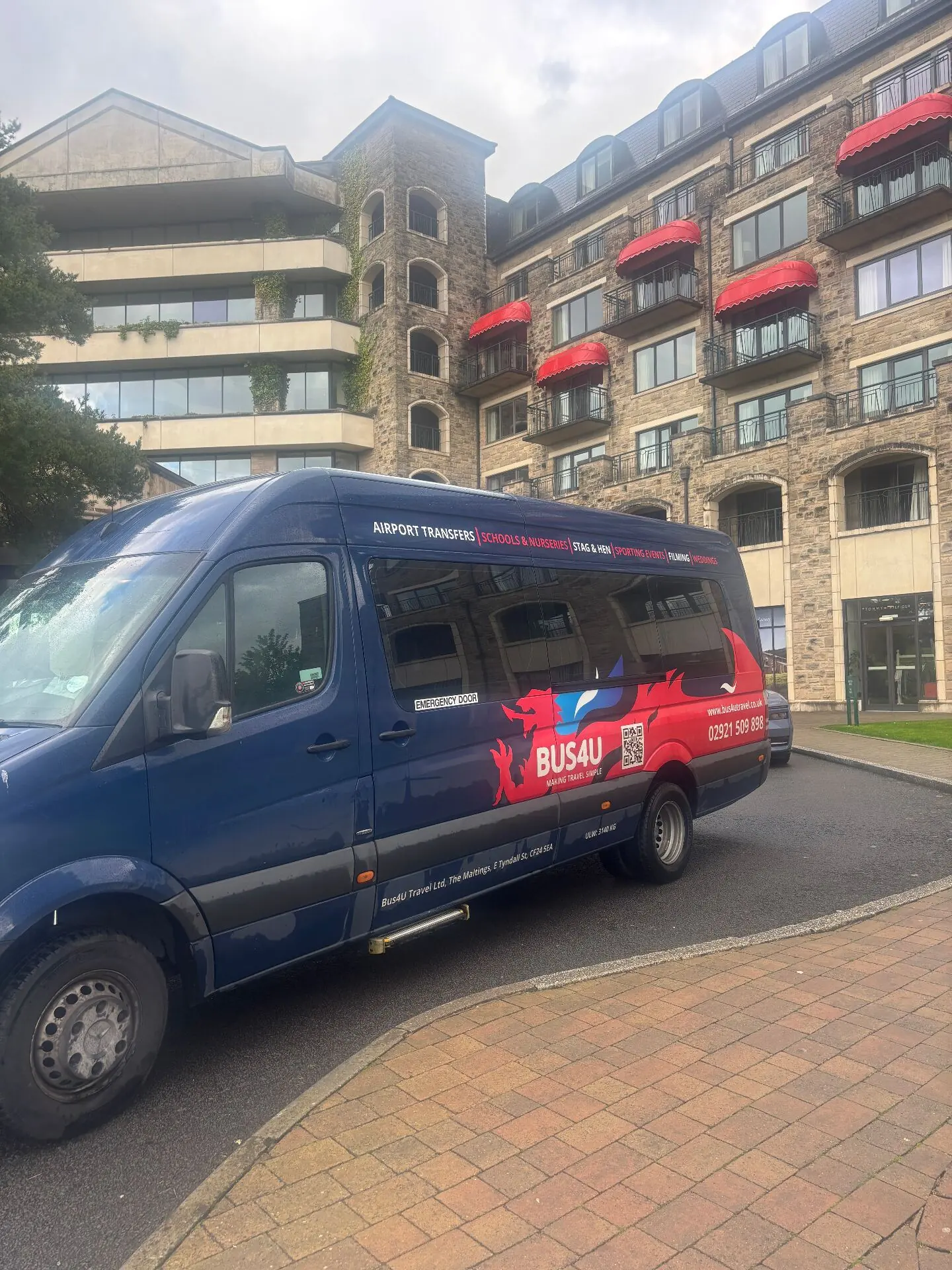 Bus4U Travel Minibus Hire branded minibus in Cardiff - Professional minibus hire services